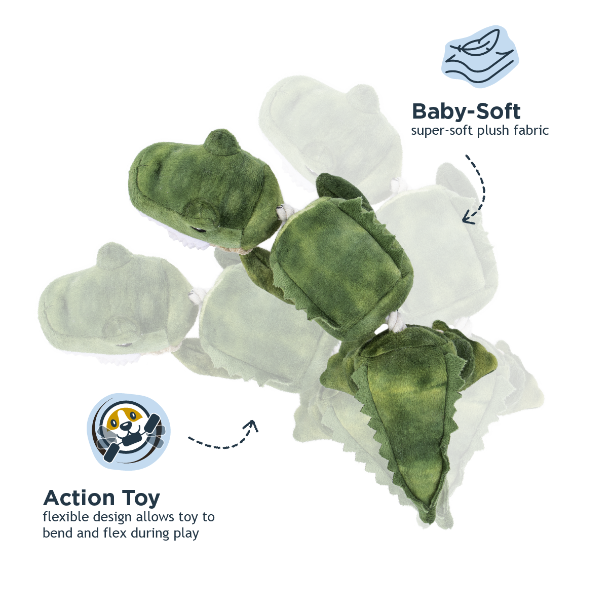 Tall Tails Gator Jointed Shake Play Dog Toy