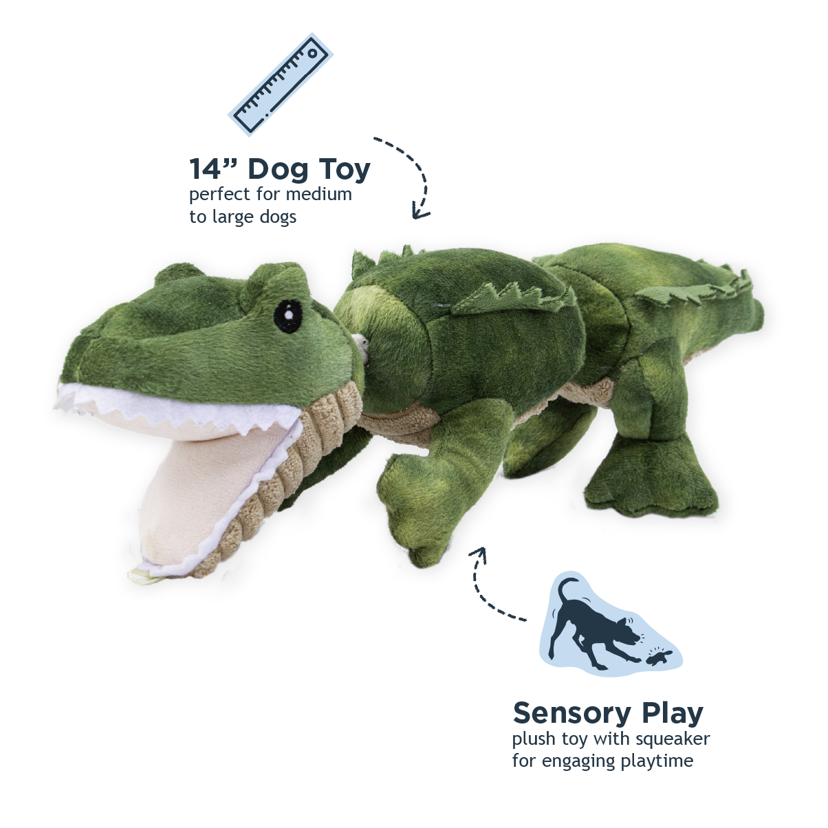 Tall Tails Gator Jointed Shake Play Dog Toy