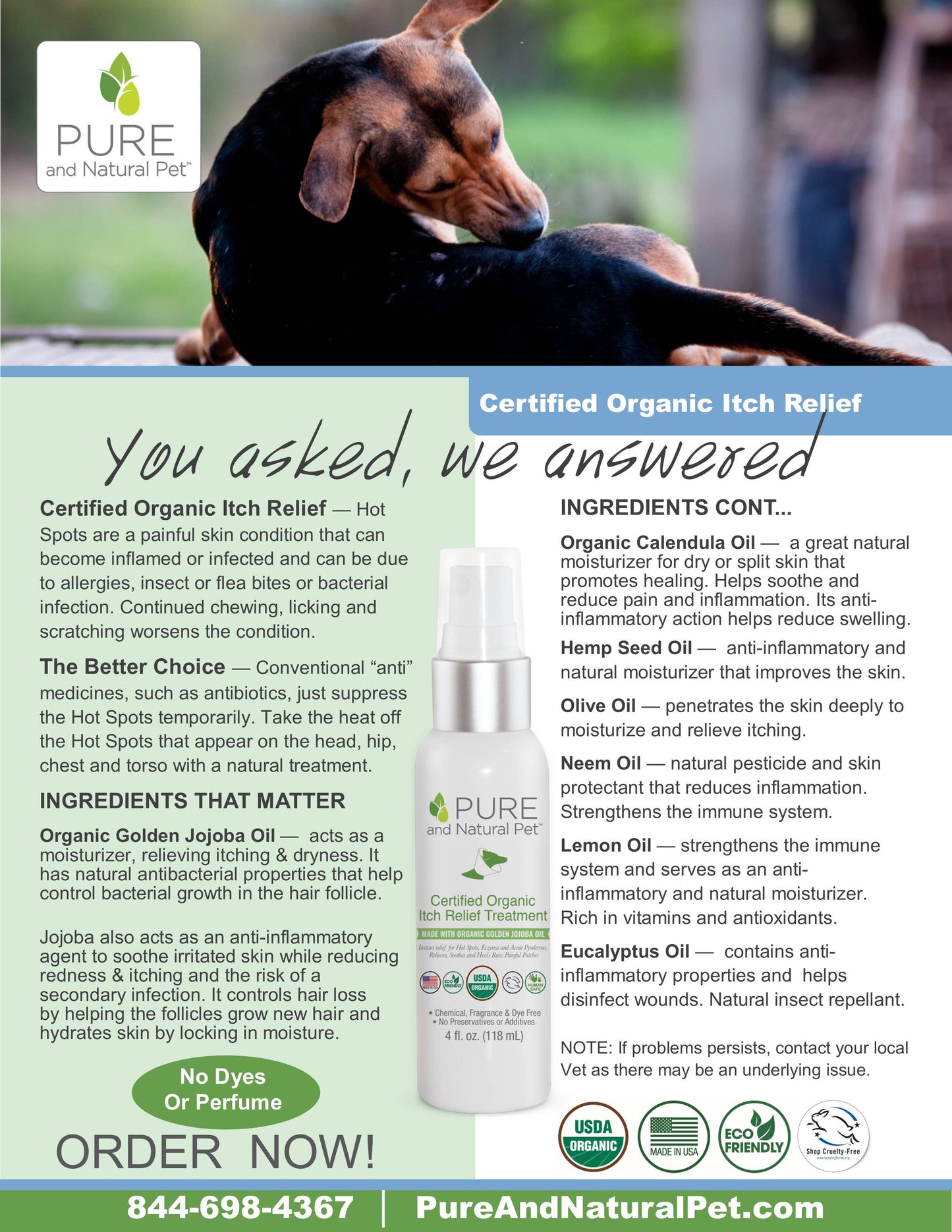 USDA Certified Organic Itch Relief & Hot Spot Oil for Dogs