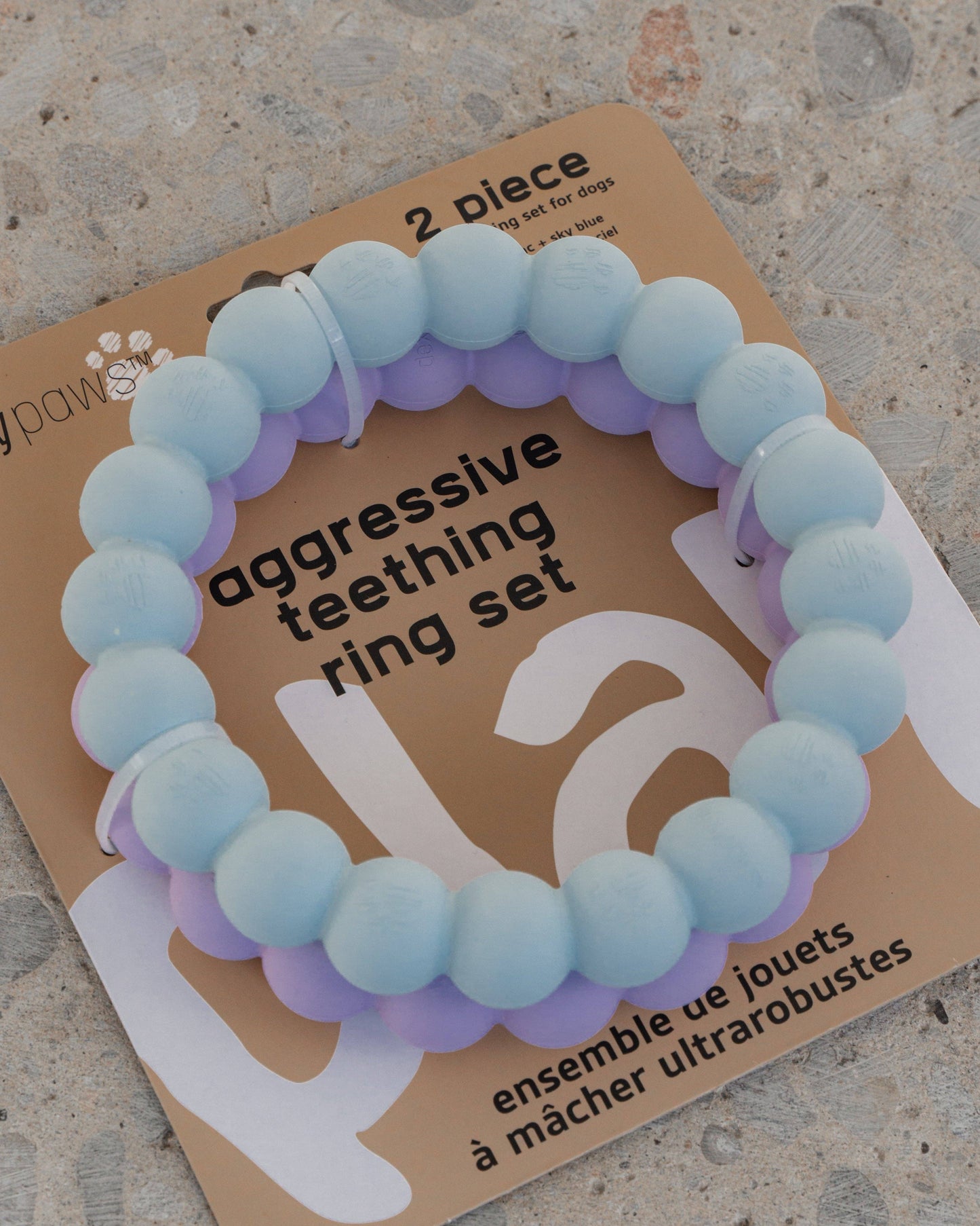 2 x Ring Aggressive Chew Toy Set - Lilac & Blue