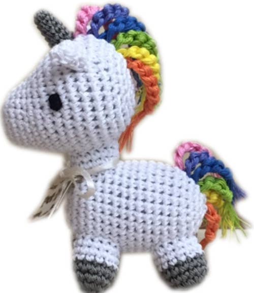 Knit Knacks-Magical Collection- Organic Cotton Small Dog Toy: Happy Rainbow