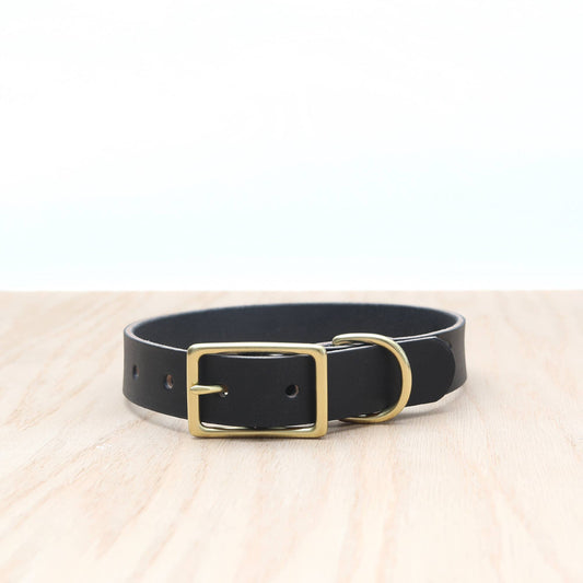Black Leather Dog Collar Belt Buckle Style