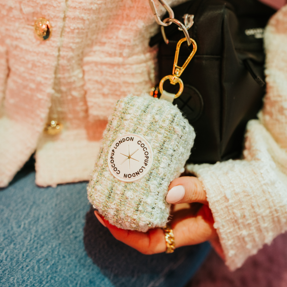 Matcha Textured Tweed Poop Bag Holder