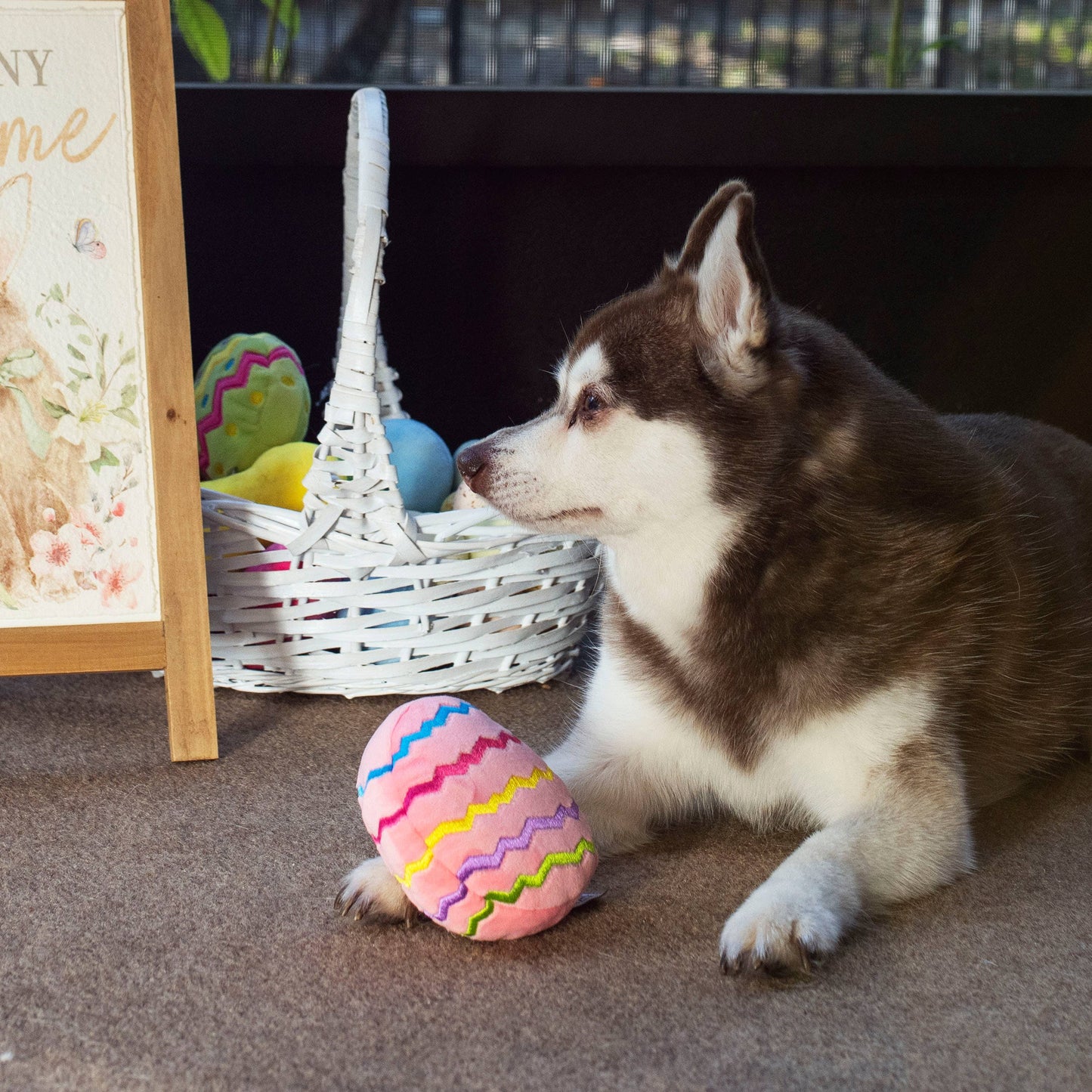 Easter Egg Plush Dog Toy - Pink