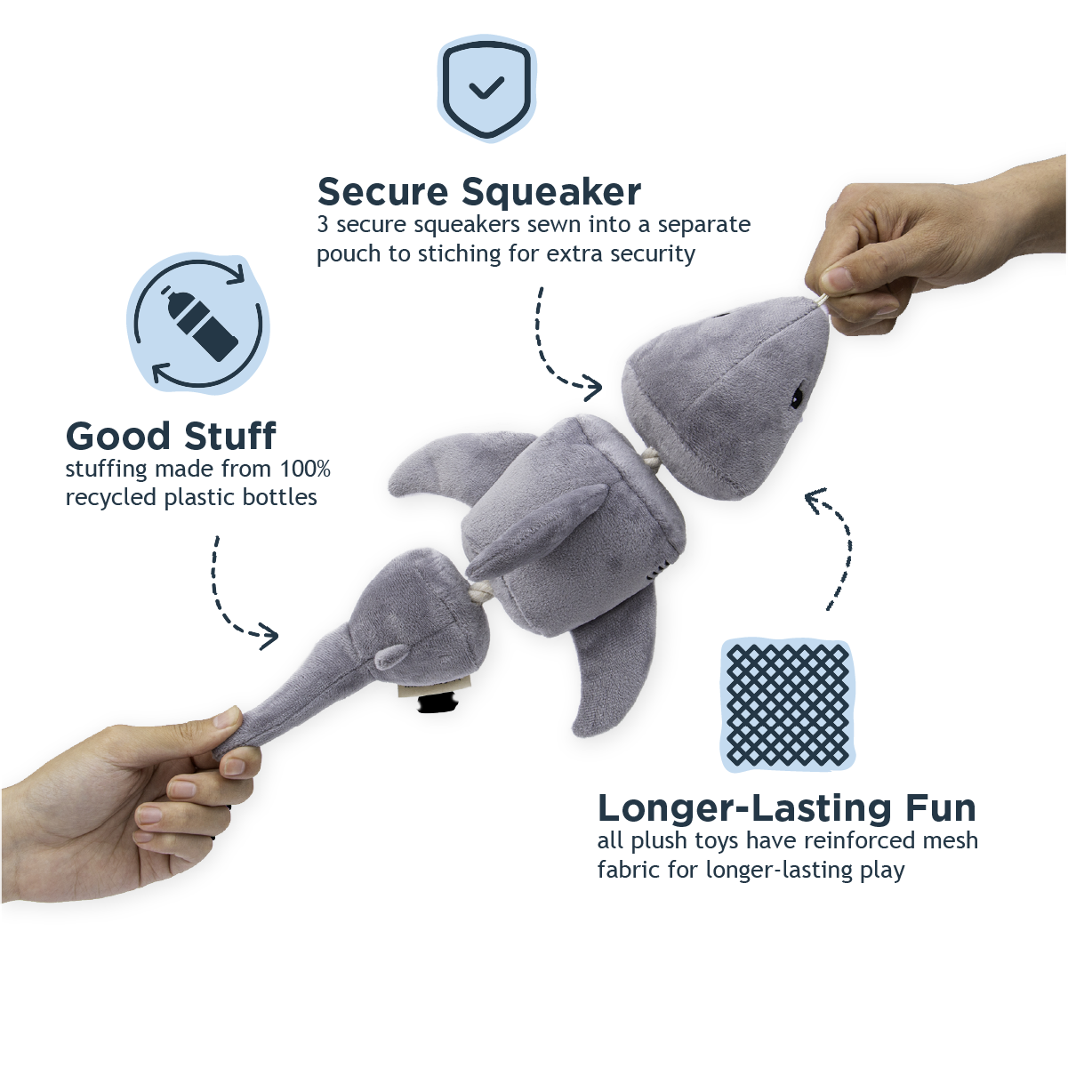 Tall Tails Shark Jointed Shake Play Dog Toy