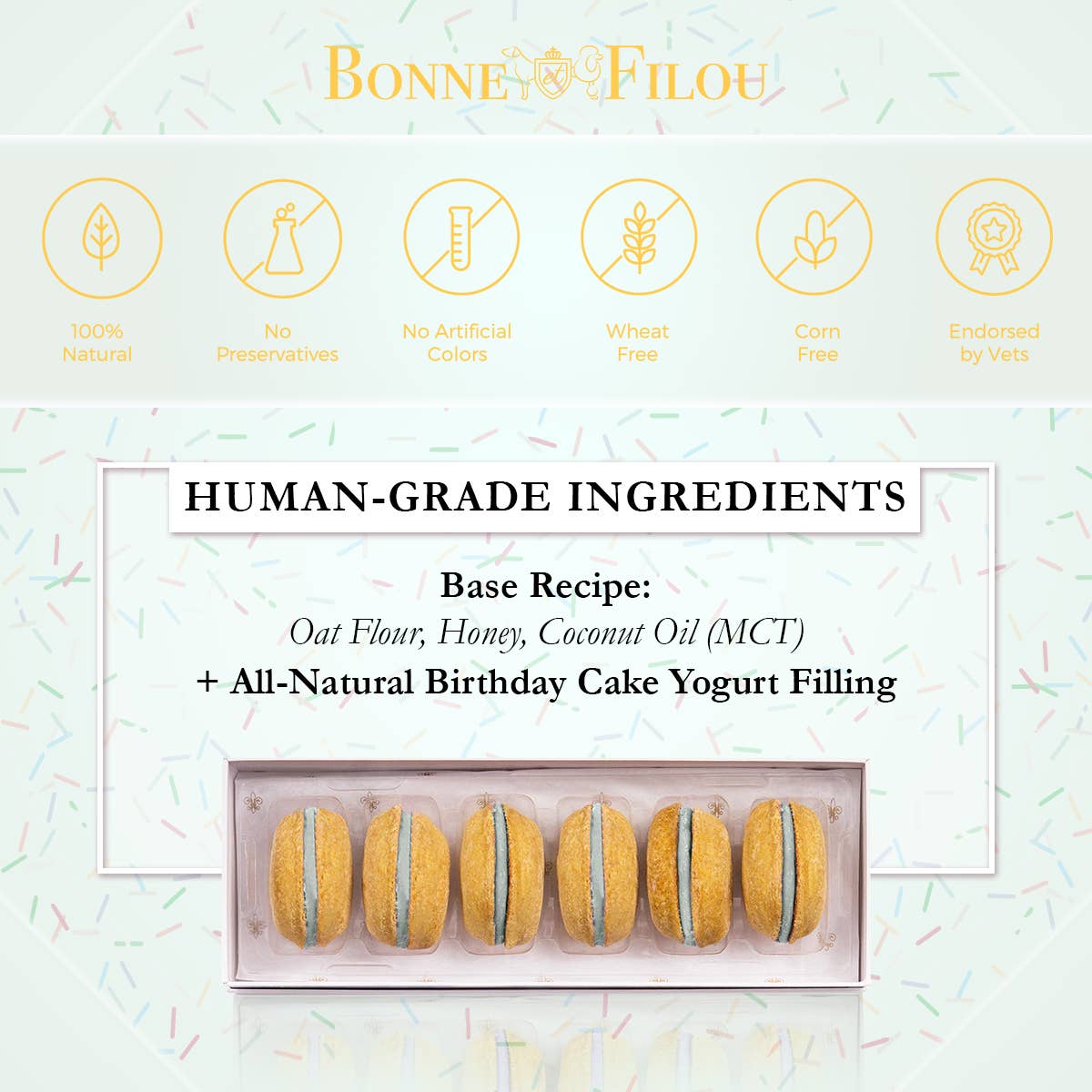 3-ct Birthday Cake Macaron Dog Treats - Valentines Day Gift