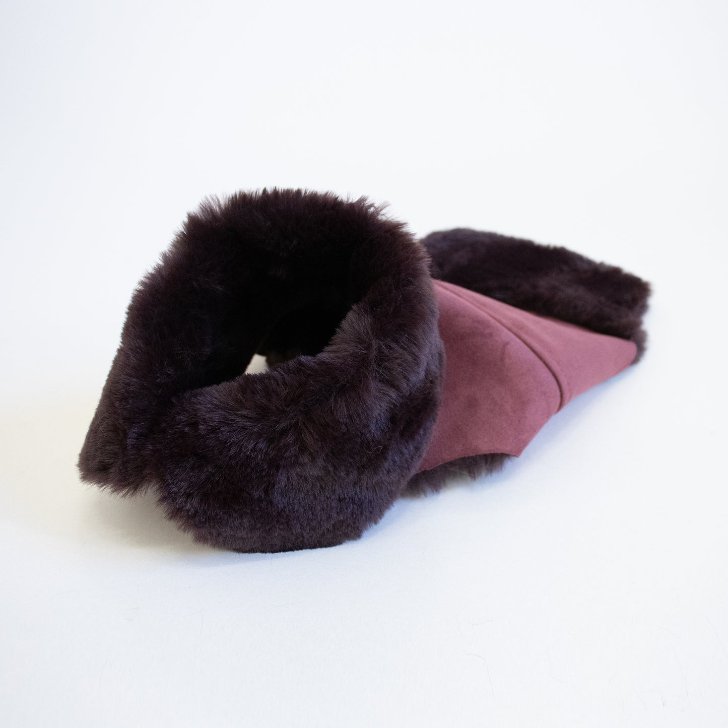 Faux Lambskin Coat - Burgundy