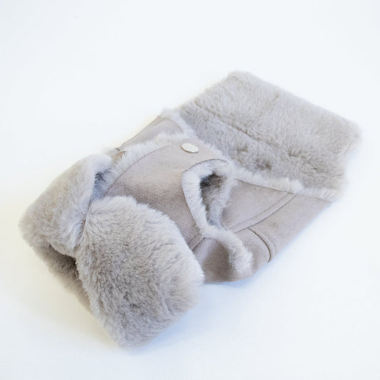 Faux Lambskin Coat - Silver Brown