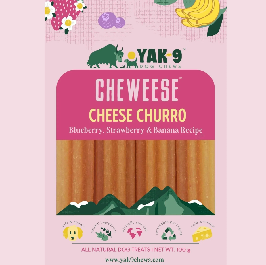 Yak9 Treats - Cheweese Cheese Blueberry, Strawberry & Banana 4.2oz