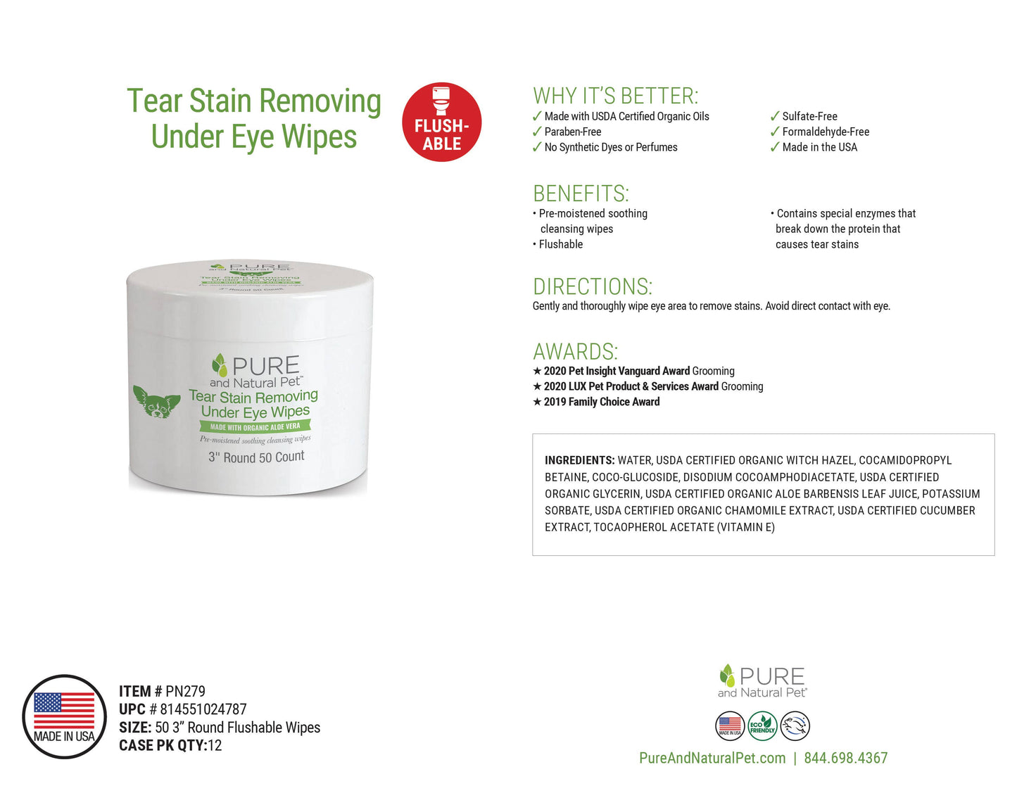 Tear Stain Removing Under Eye Wipes for Dogs
