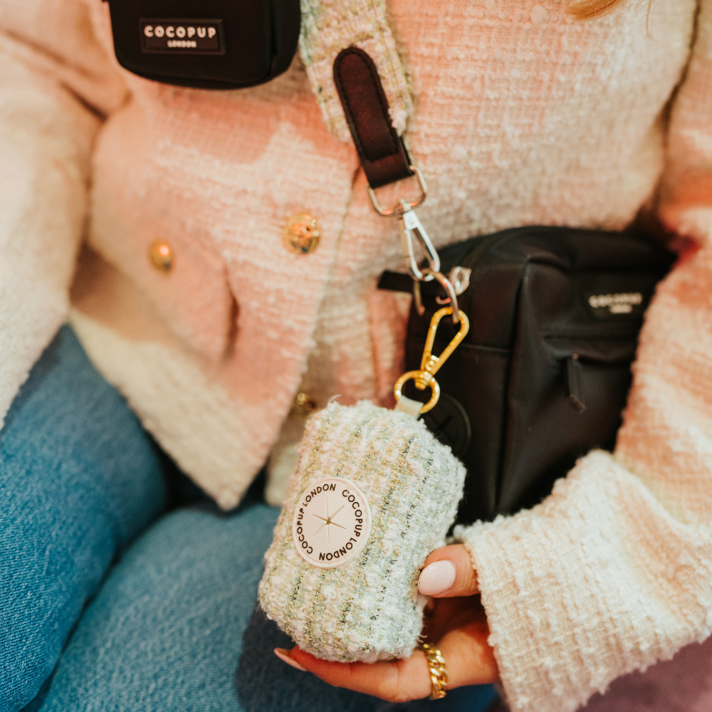 Matcha Textured Tweed Poop Bag Holder