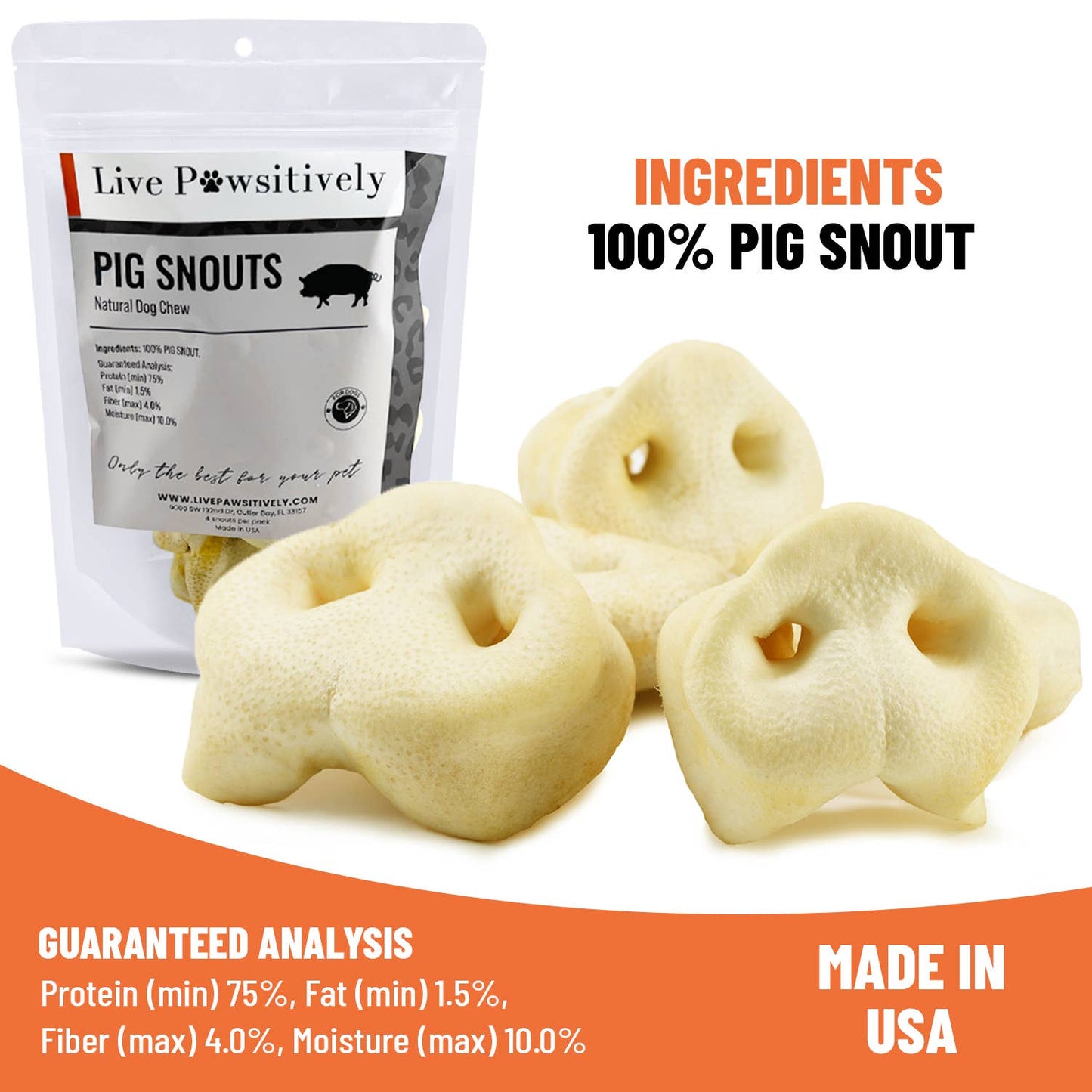 Pig Snout 4 Pack - Natural dog chew