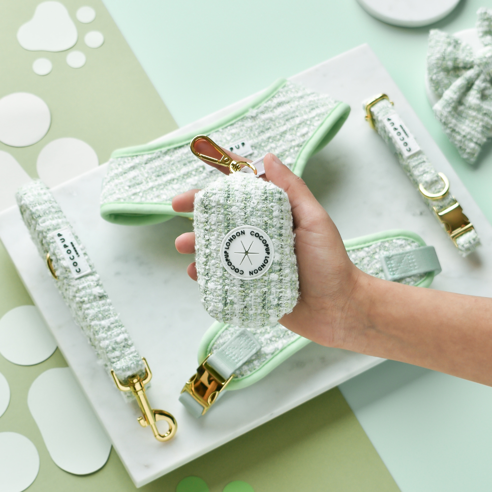 Matcha Textured Tweed Poop Bag Holder