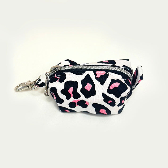 Leopard Poop Bag Carrier -Pink