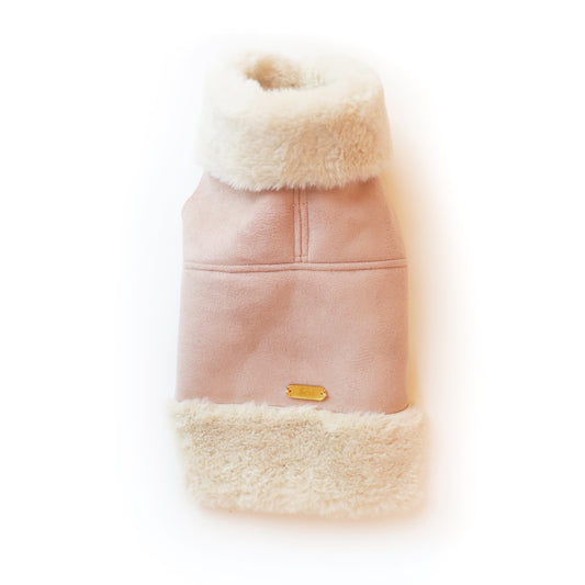 Faux Lambskin Coat - Pink