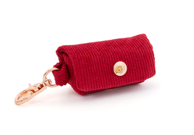 Corduroy Red Poop Bag Carrier