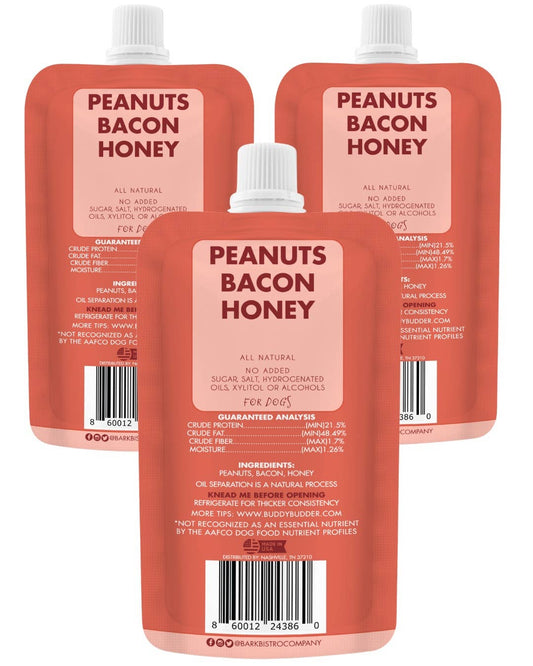 Dog Peanut Butter - 4oz Squeeze Packs Bangin Bacon  Budder