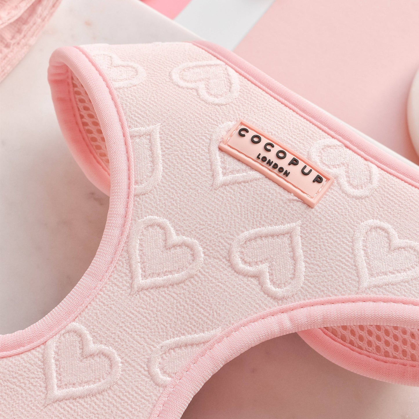 Luxe Adjustable Neck Harness - Baby Pink Heart