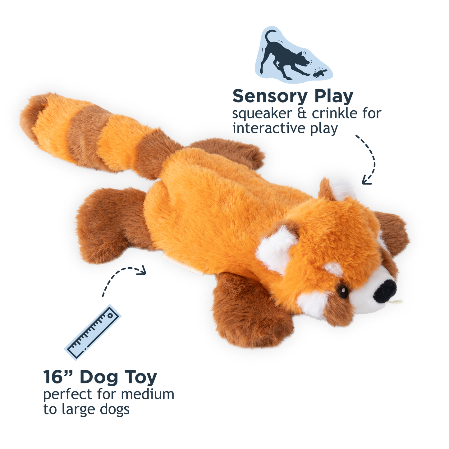 Stuffless Red Panda Squeaker Dog Toy
