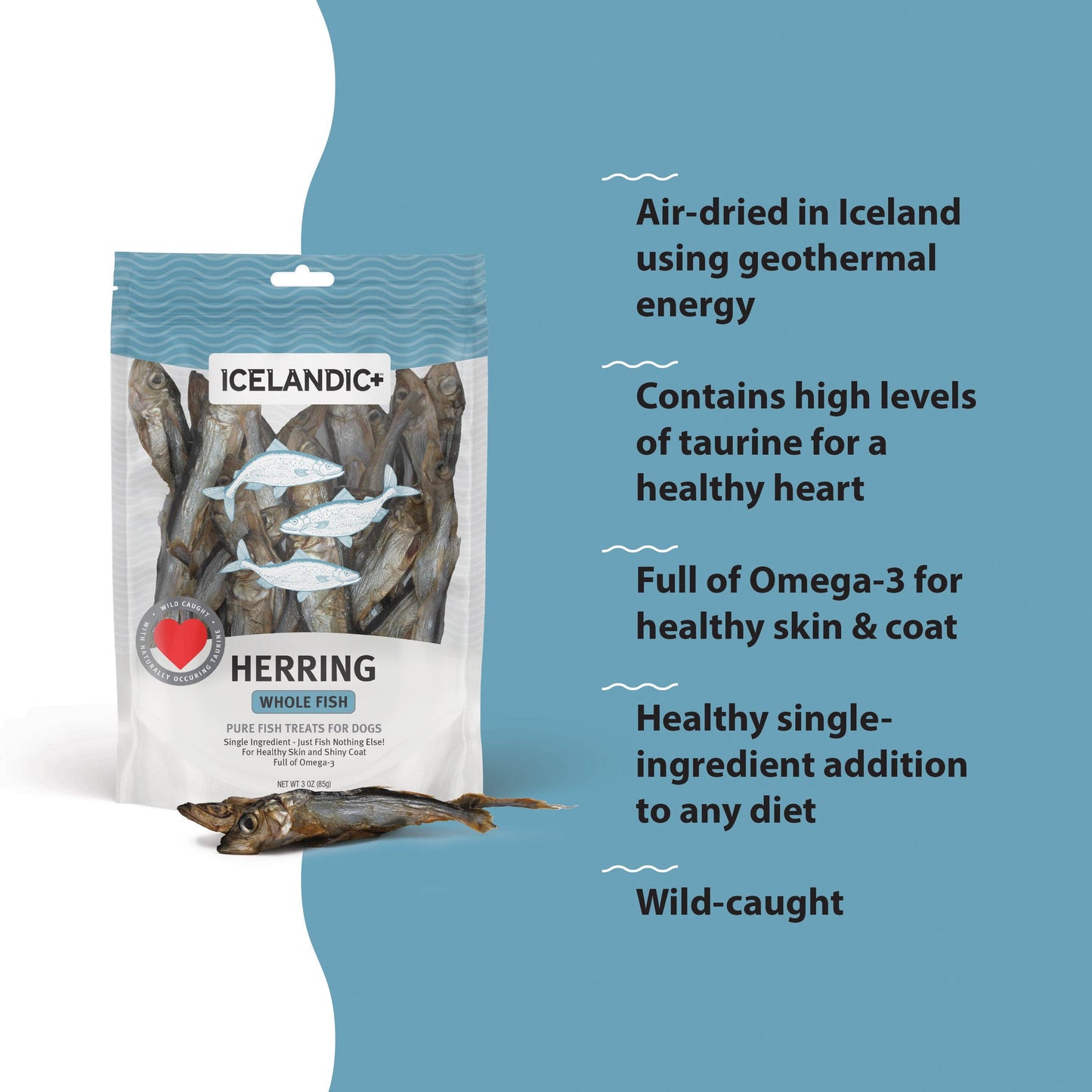 Herring Whole Fish Dog Treats: 3-oz Bag