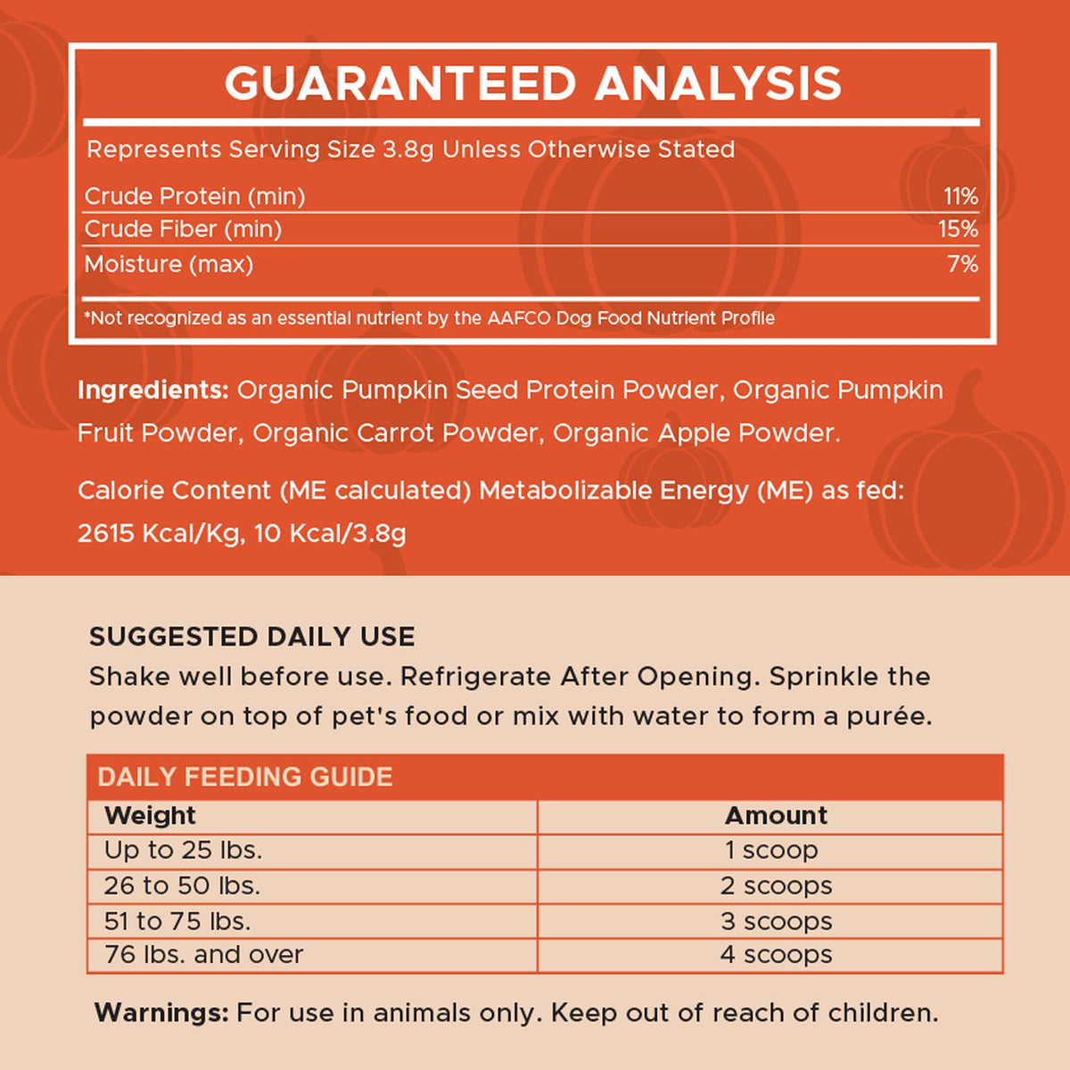 Organic Pumpkin Powder Blend, Digestive Defense for Dogs