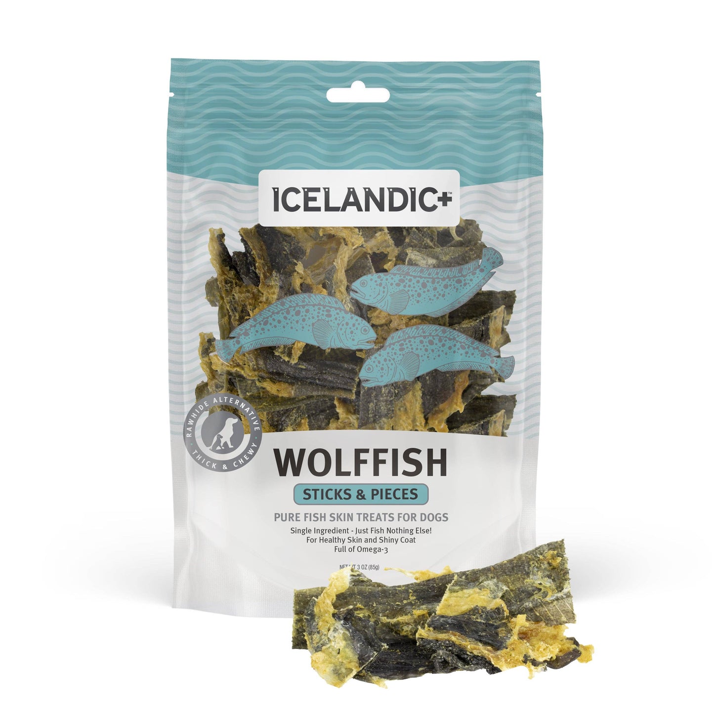 Icelandic+ Wolffish Stick & Pieces Fish Skin Chew Dog Treat