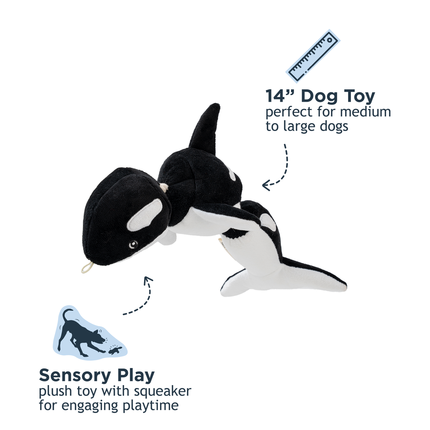 Tall Tails Orca Jointed Shake Play Dog Toy