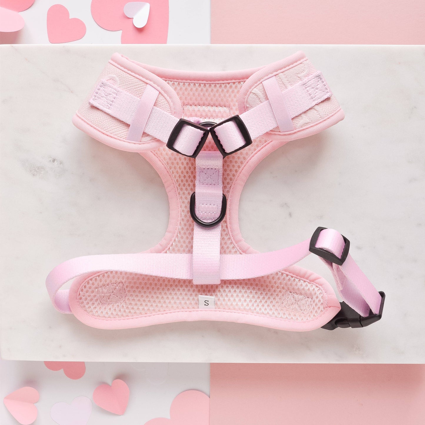 Luxe Adjustable Neck Harness - Baby Pink Heart