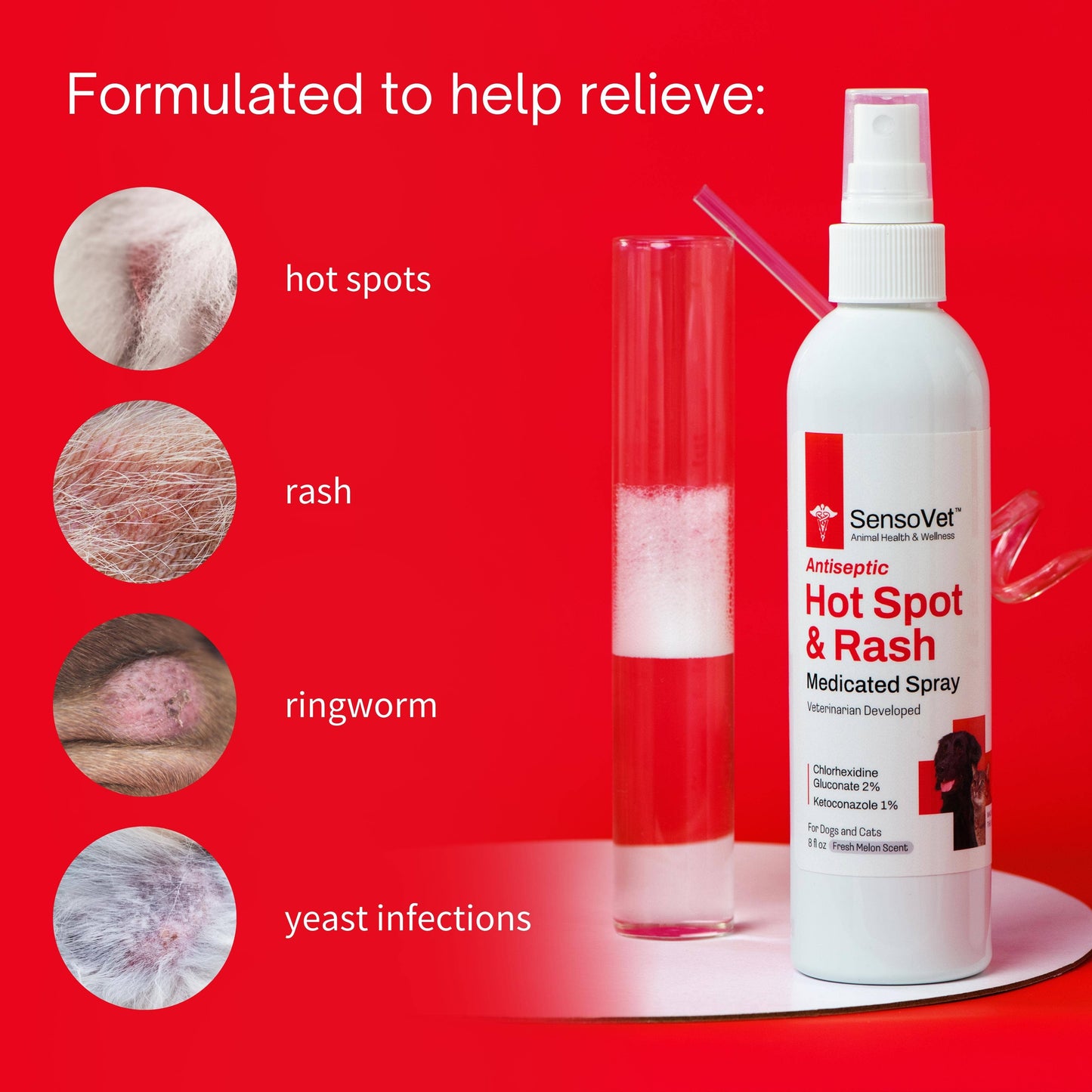 Antiseptic Hot Spot & Rash for Dogs & Cats - 8oz