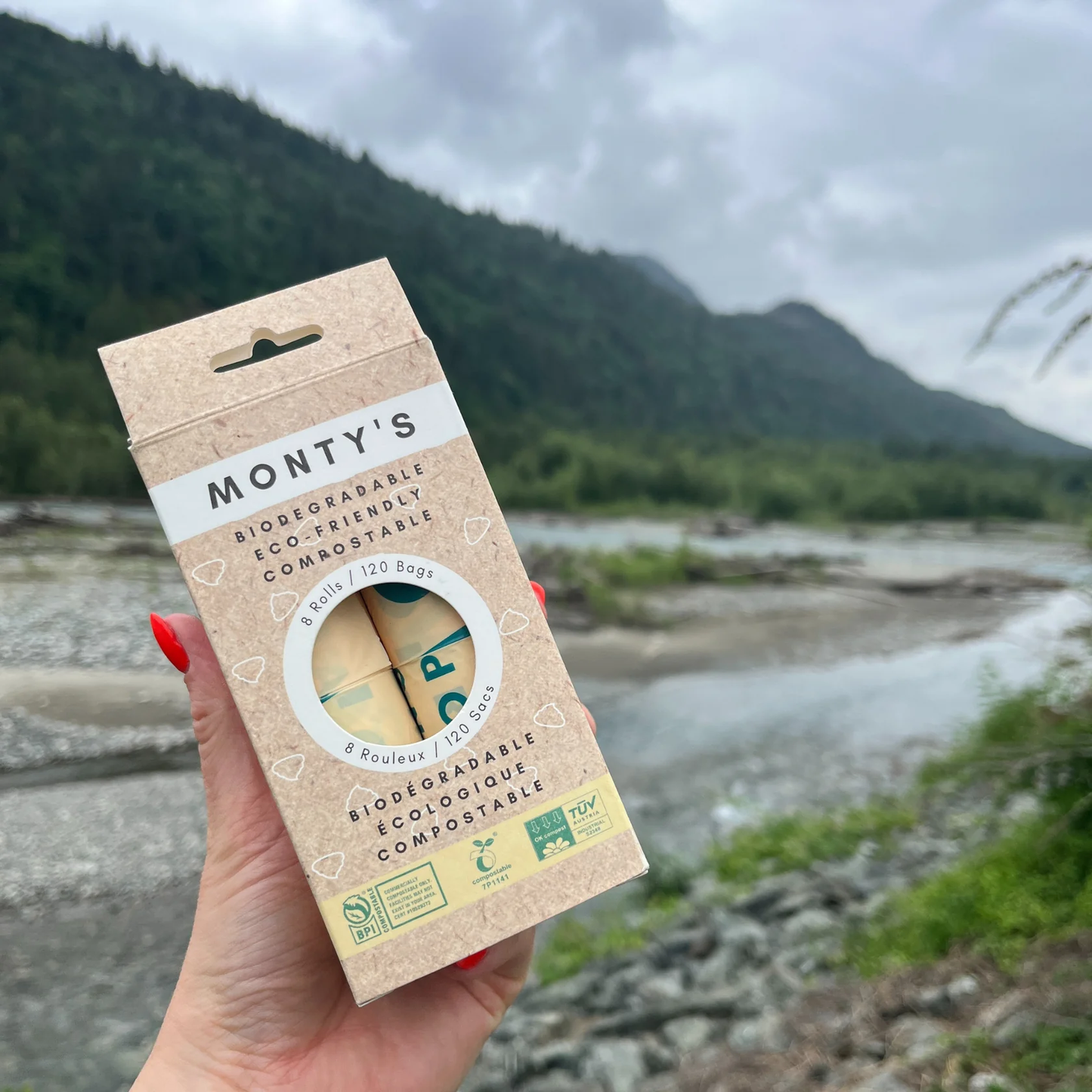 Compostable Cornstarch Poop Bags - 120 Bags (8 Roll Box)