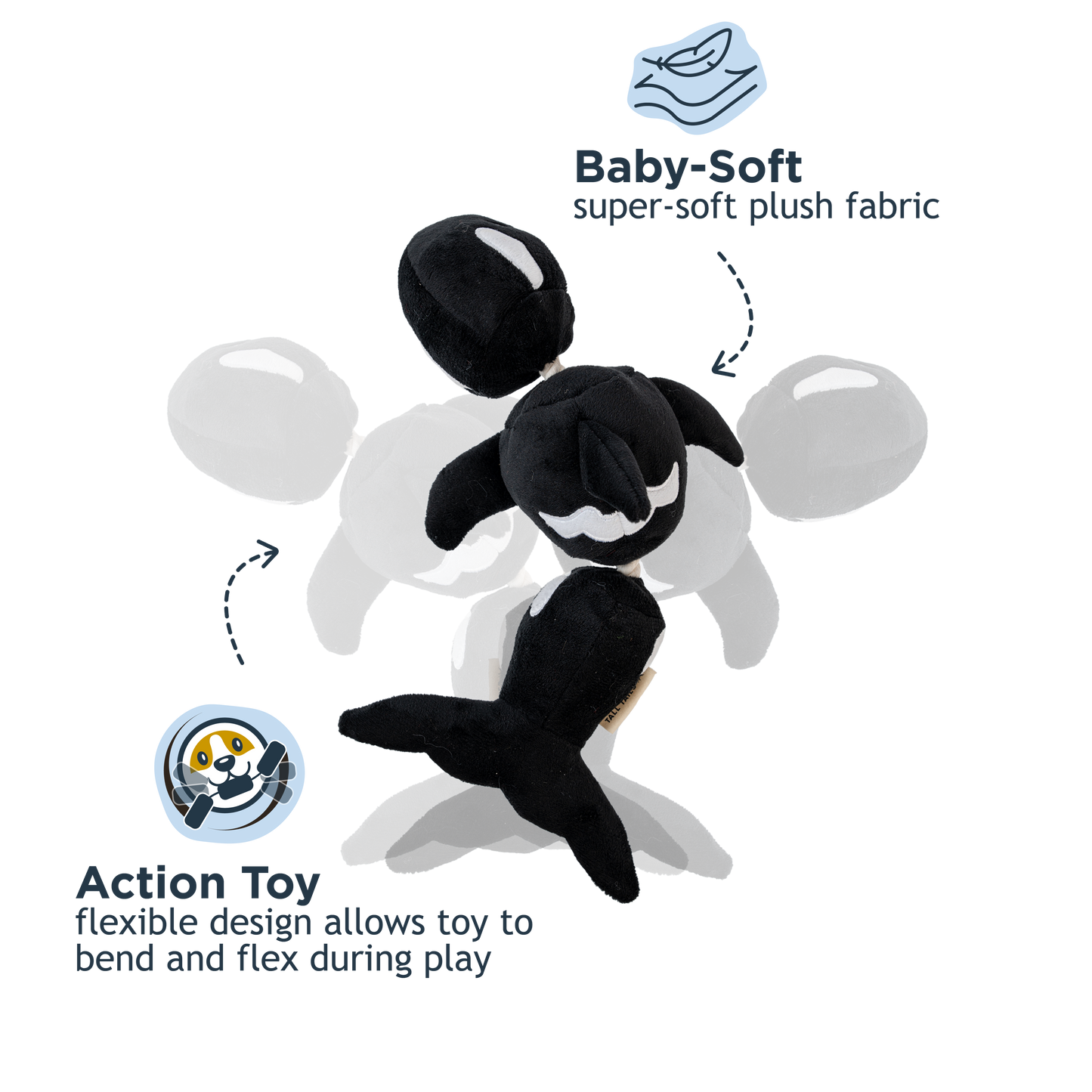Tall Tails Orca Jointed Shake Play Dog Toy