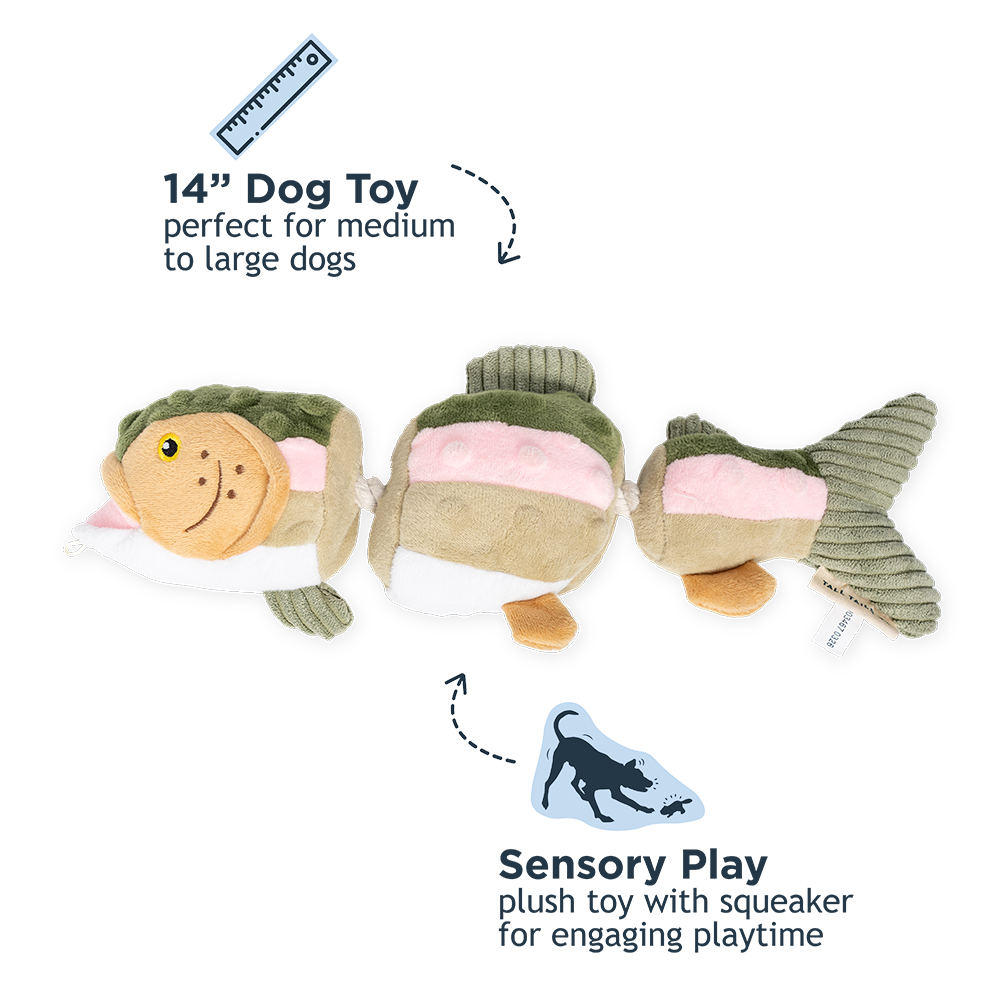 Trout Jointed Shake Play Dog Toy