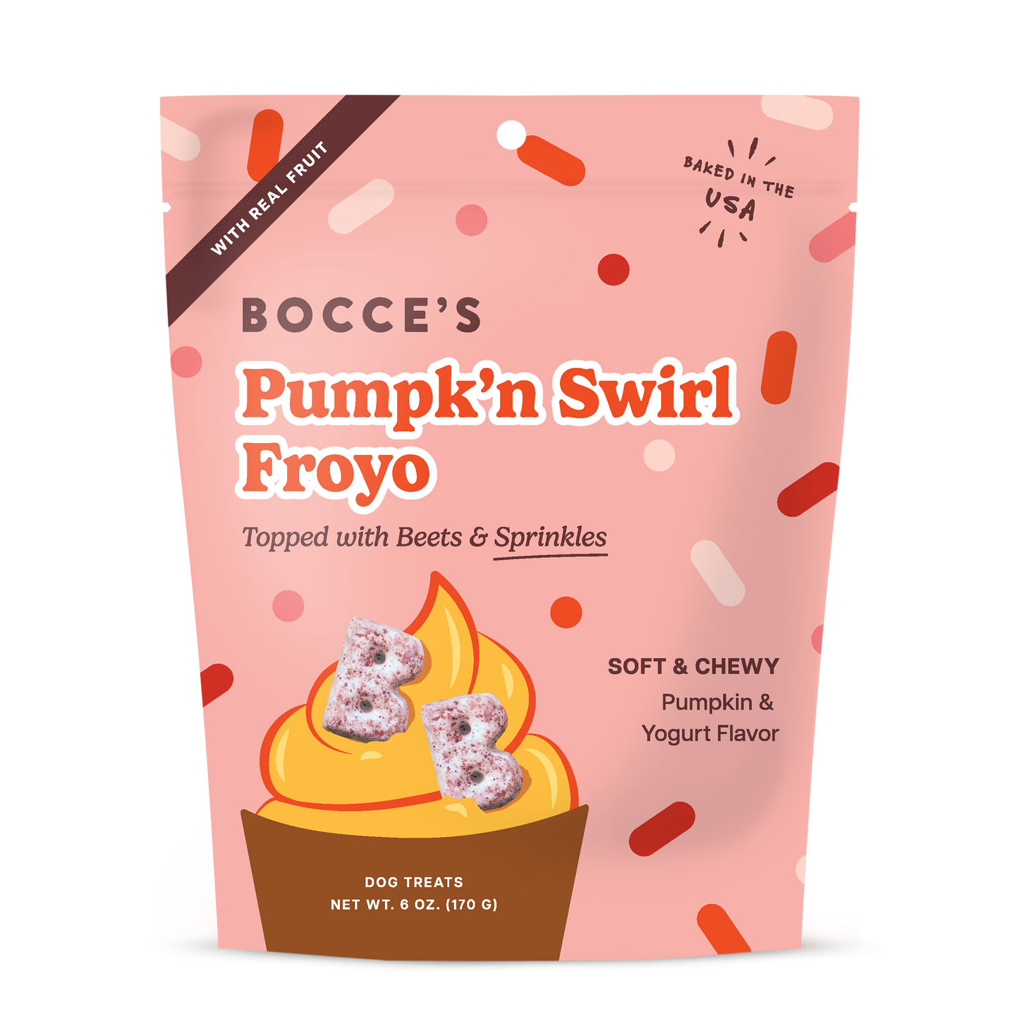 Pumpk’n Swirl Froyo with Beet and Sprinkles, Soft & Chewy
