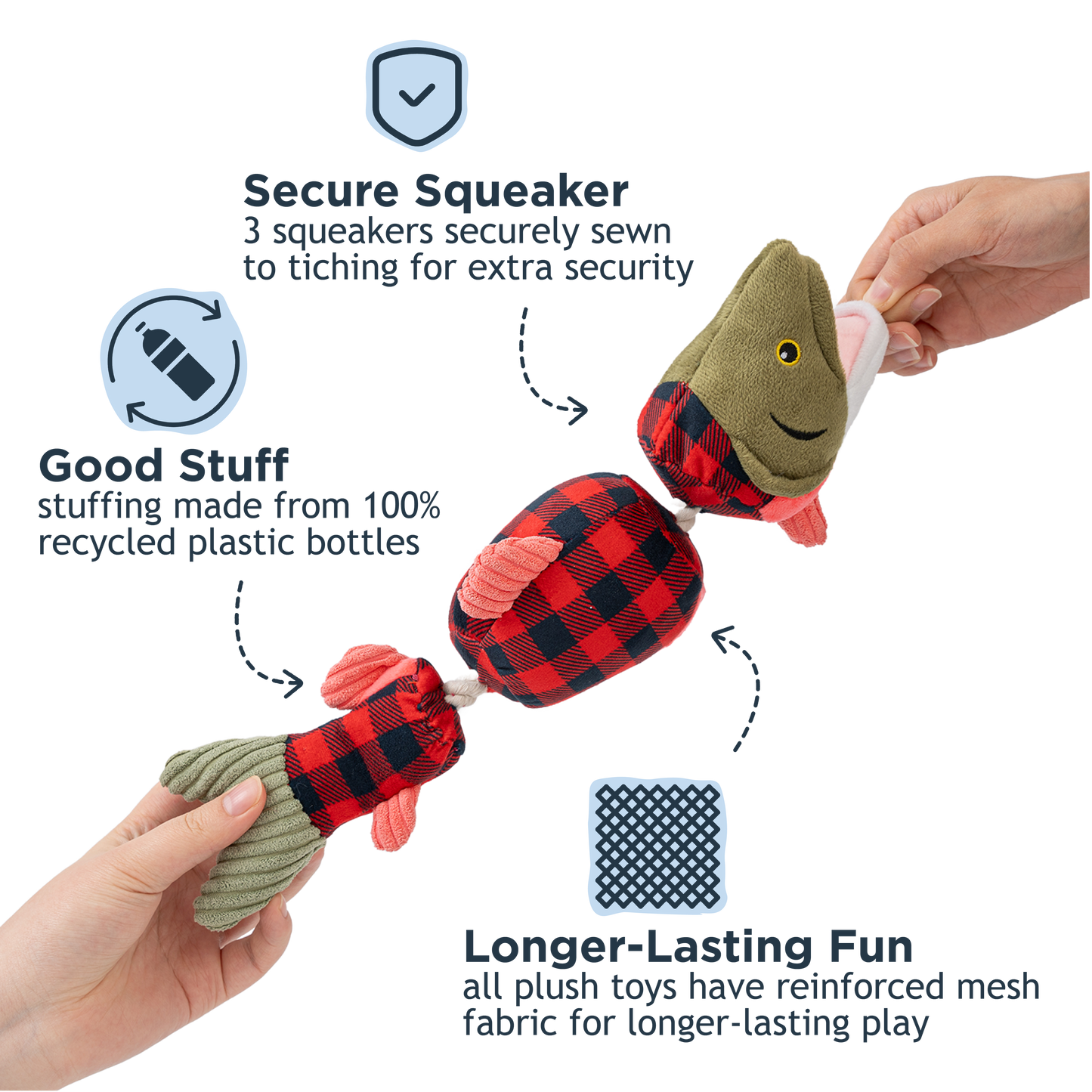 Tall Tails Salmon Jointed Shake Play Dog Toy