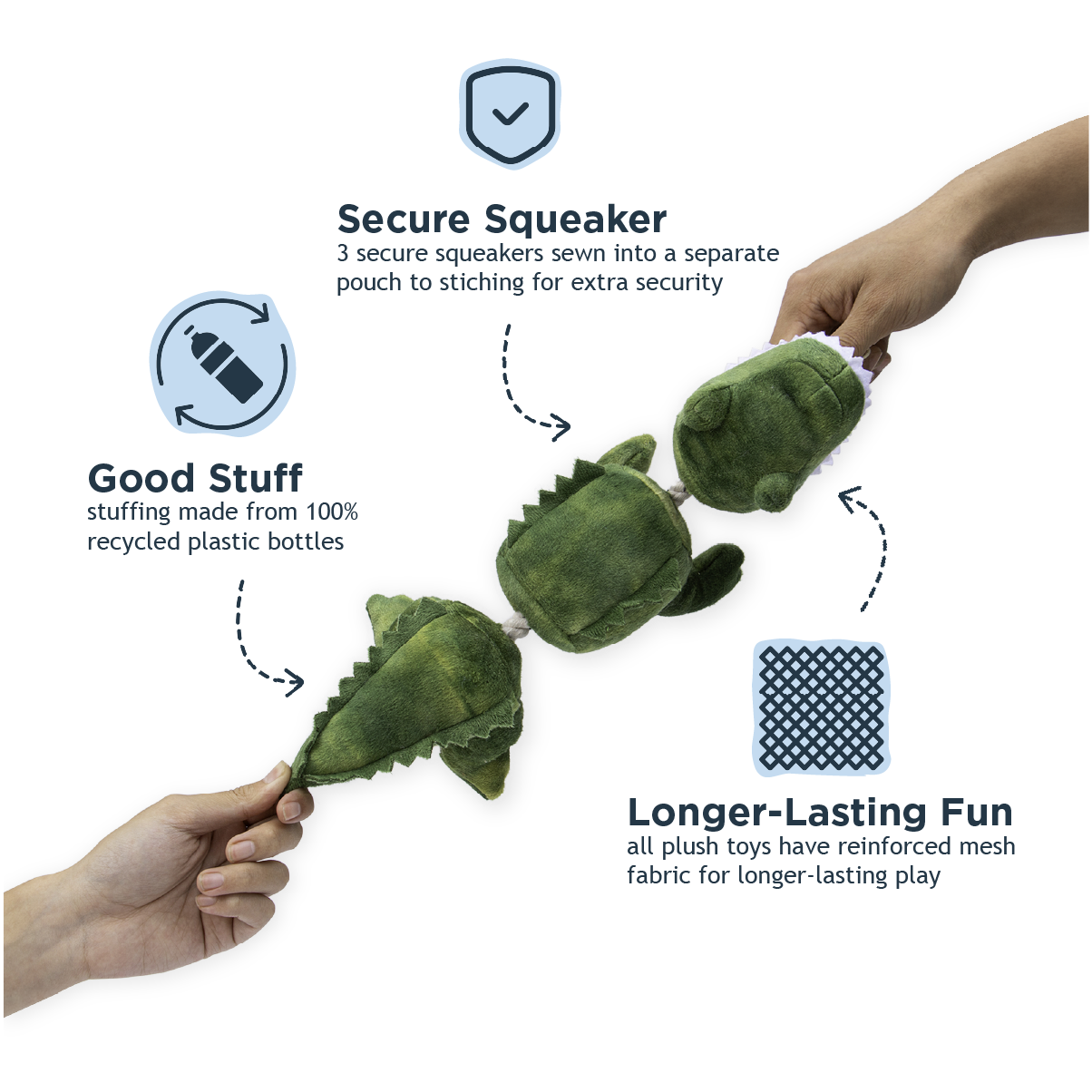 Tall Tails Gator Jointed Shake Play Dog Toy