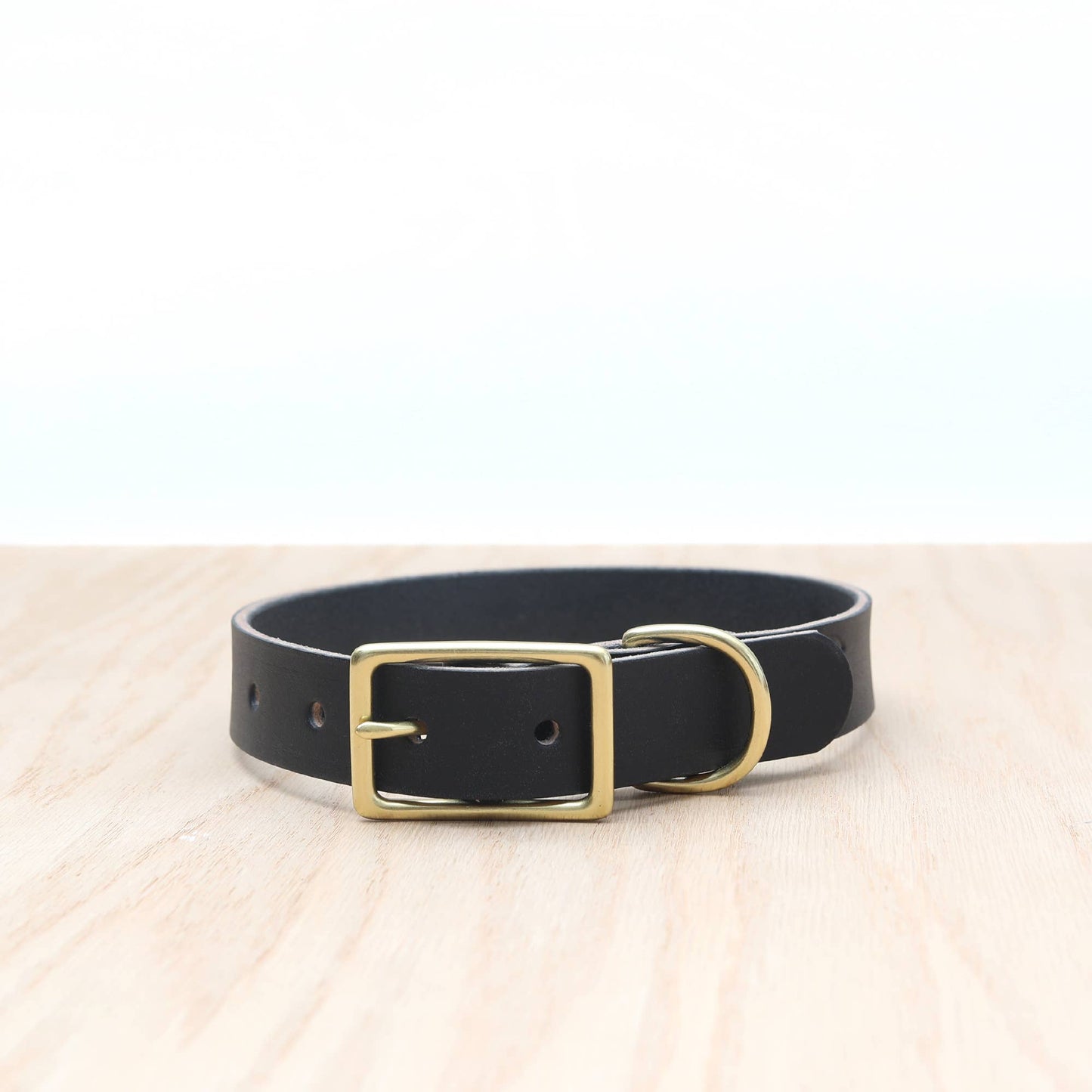 Black Leather Dog Collar Belt Buckle Style