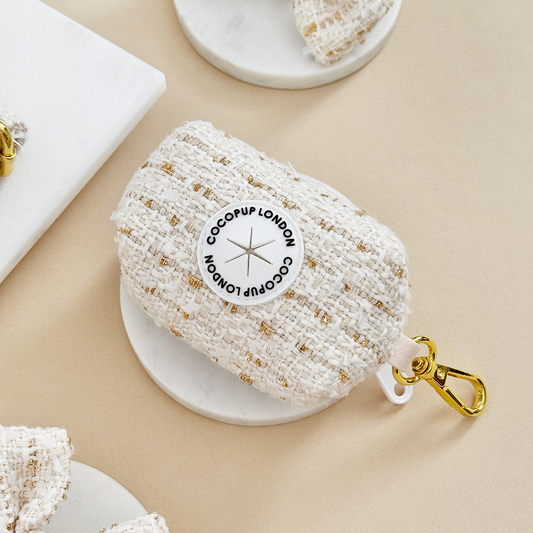 Vanilla Textured Tweed Poop Bag Holder