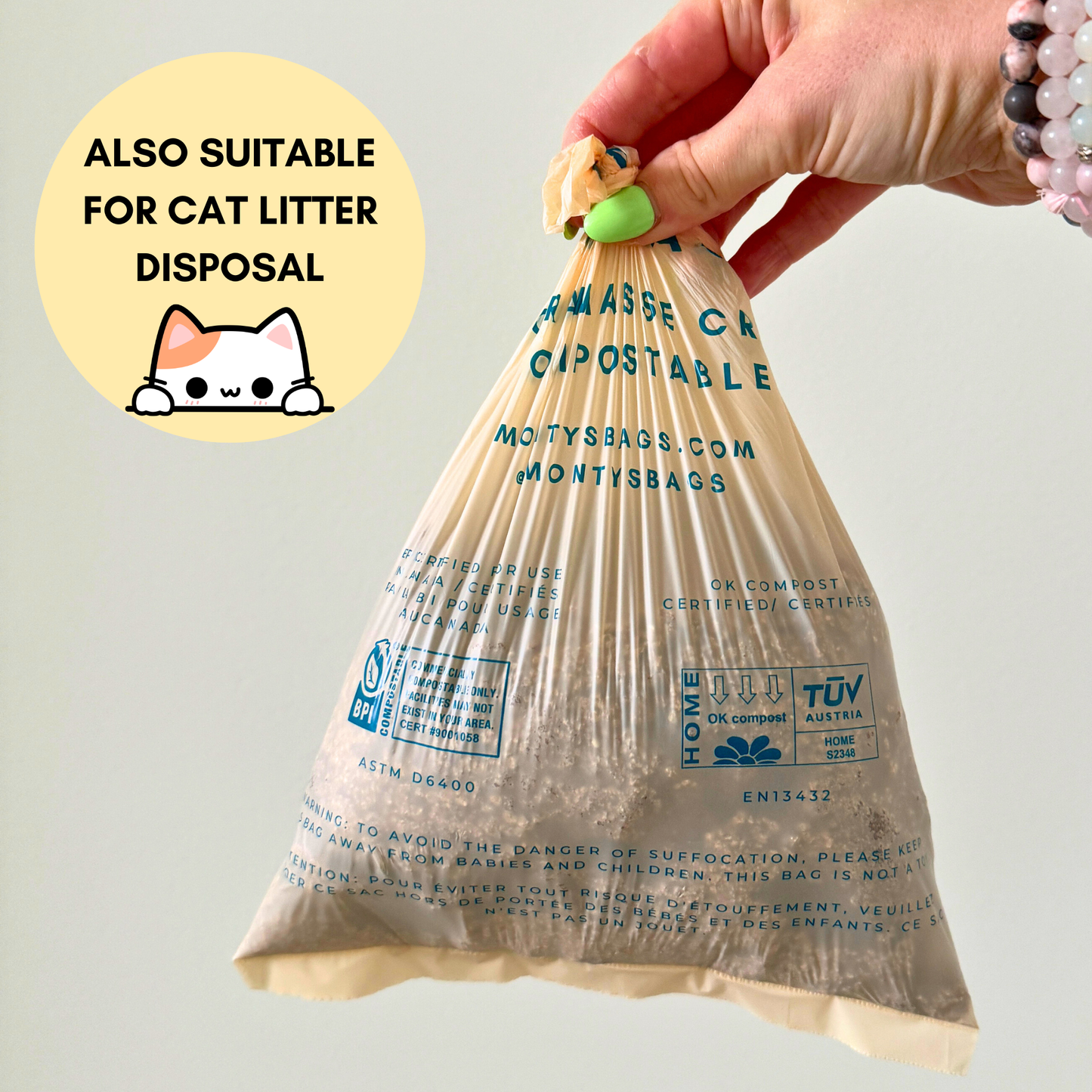 Compostable Cornstarch Poop Bags - 120 Bags (8 Roll Box)