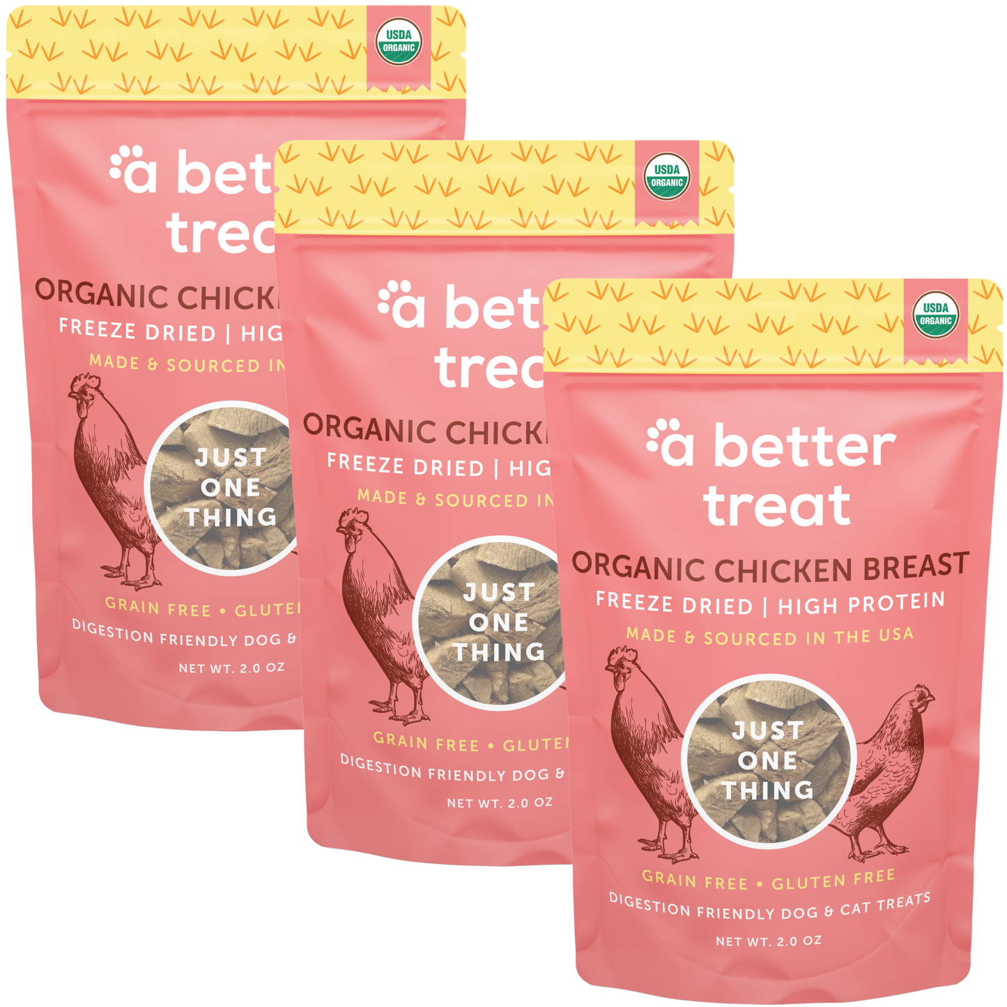 Organic Freeze Dried Chicken Breast Dog and Cat Treats: Standard 1 Pack