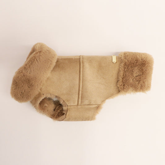 Faux Lambskin Coat - Gold