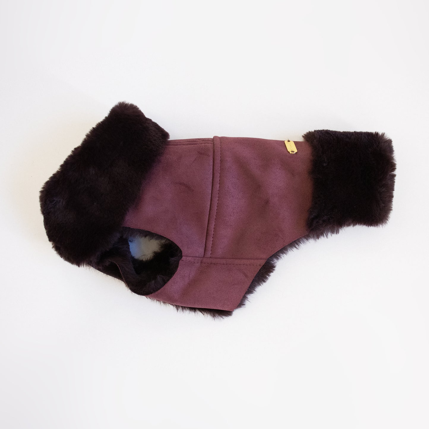 Faux Lambskin Coat - Burgundy