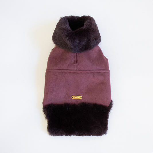 Faux Lambskin Coat - Burgundy