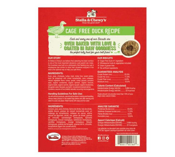 Freeze Dried Raw Coated Biscuits Duck 9oz