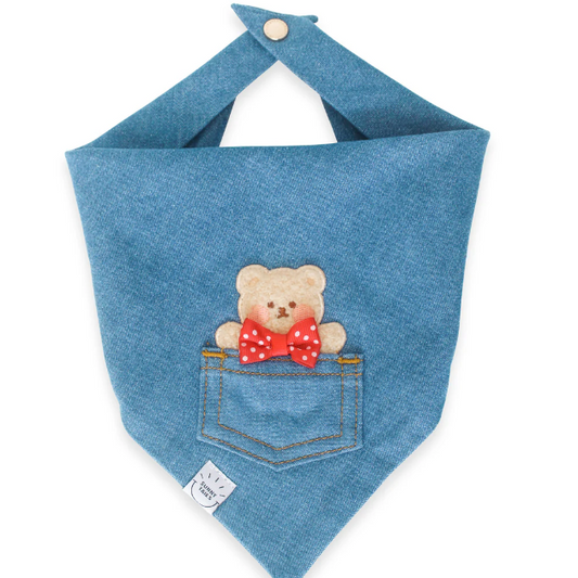 Pocket Teddy Denim Bandana - Small