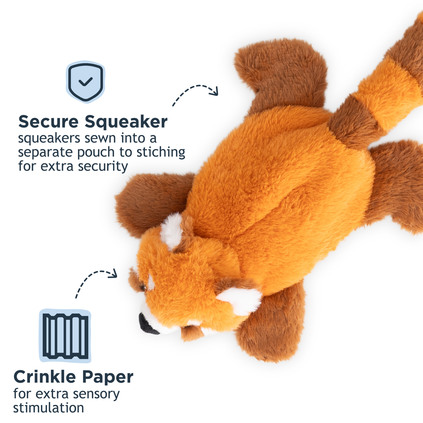 Stuffless Red Panda Squeaker Dog Toy