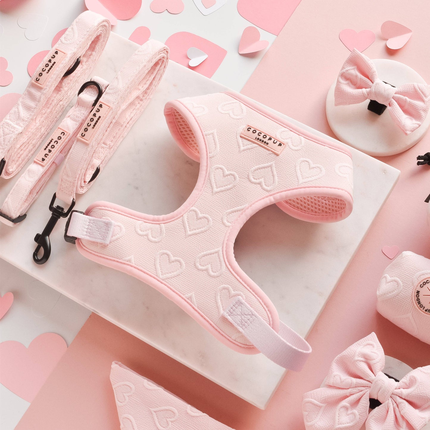 Luxe Adjustable Neck Harness - Baby Pink Heart