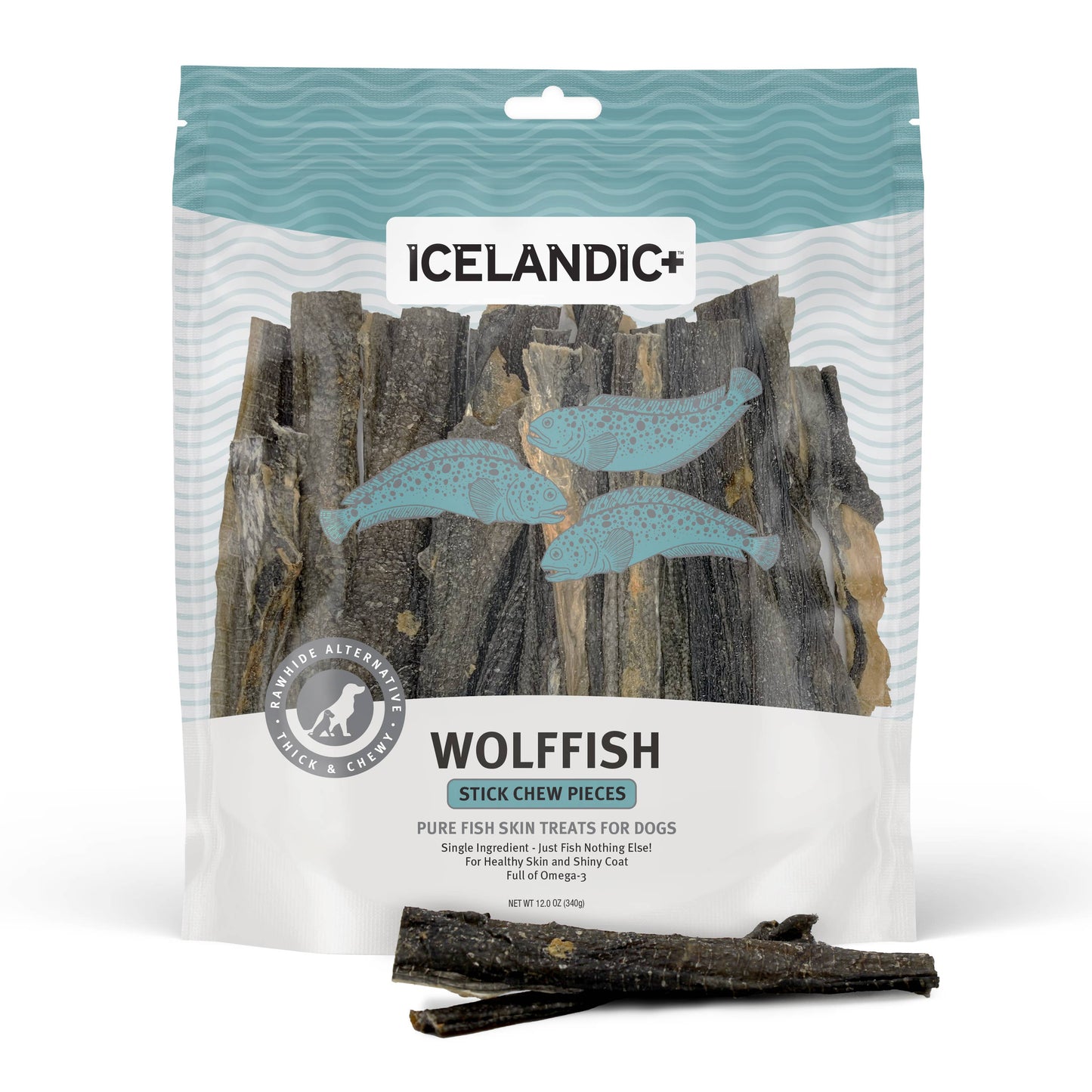 Icelandic+ Wolffish Stick & Pieces Fish Skin Chew Dog Treat