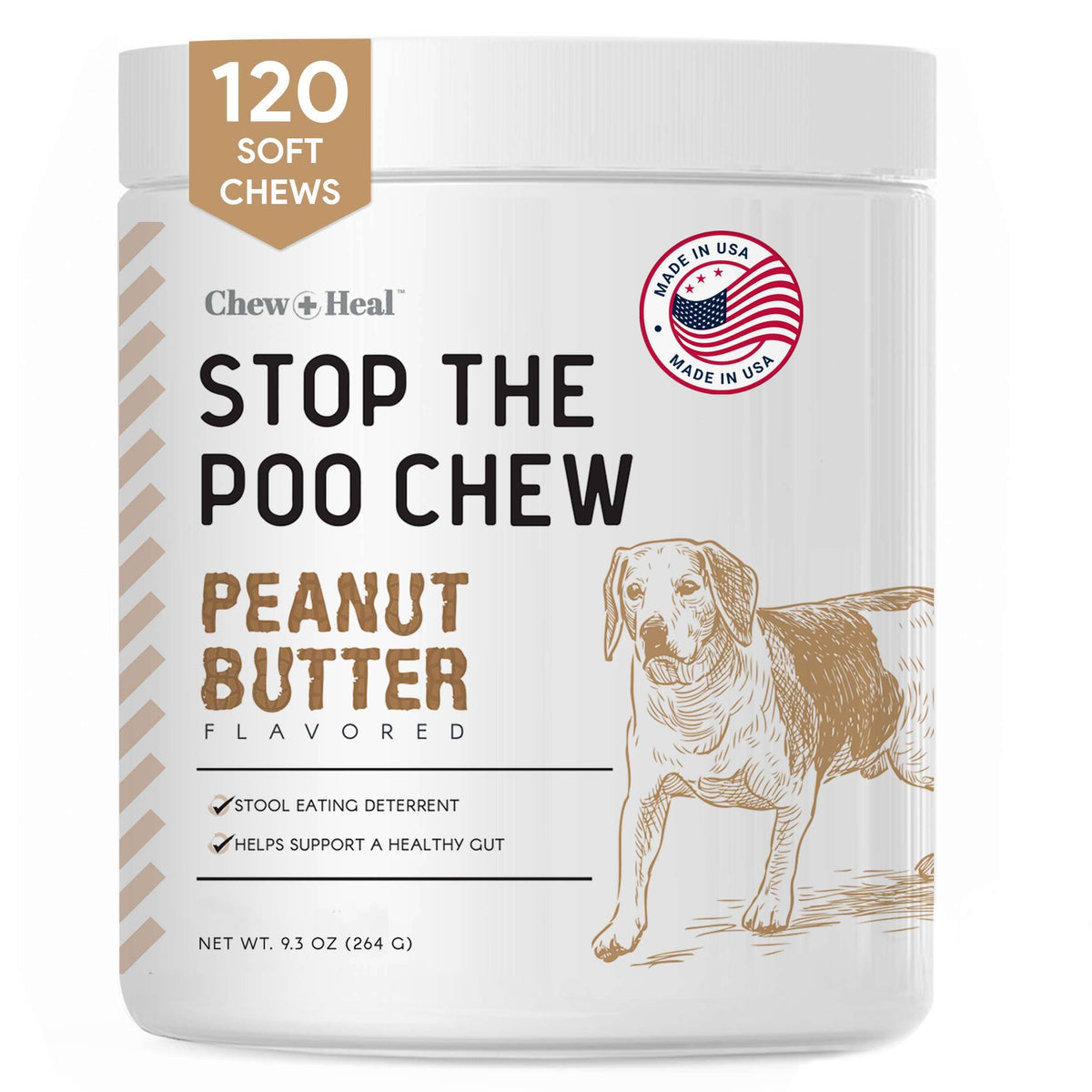 Stop the Poo Chew, Peanut Butter Flavor, 120 Count