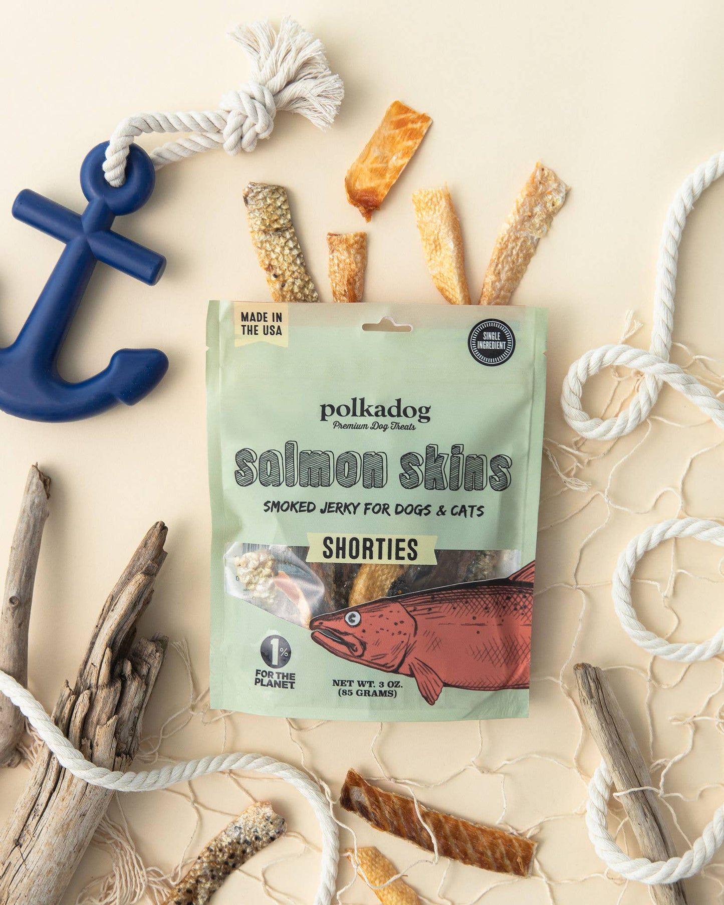 Salmon Skins Smoked Jerky - 3oz - Dog & Cat Treats