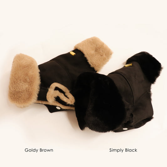 Faux Lambskin Coat - Goldy Brown